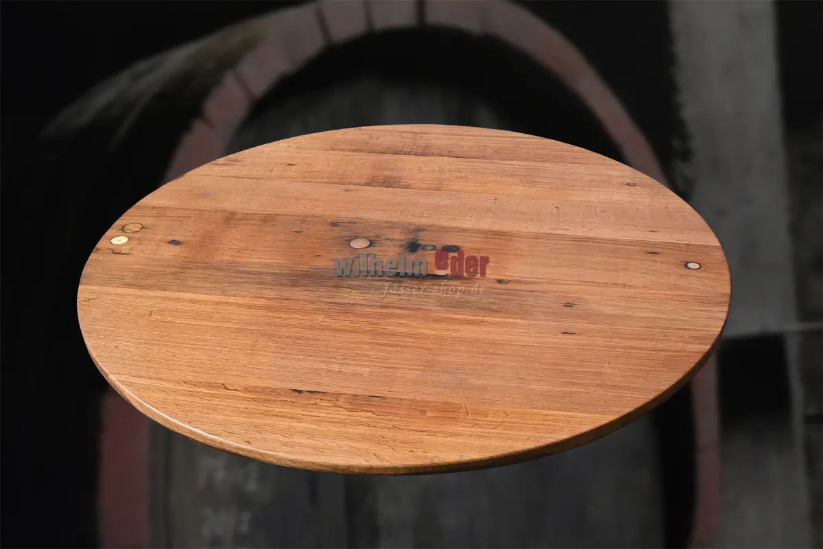 Plateau de table en ancien fond de fût