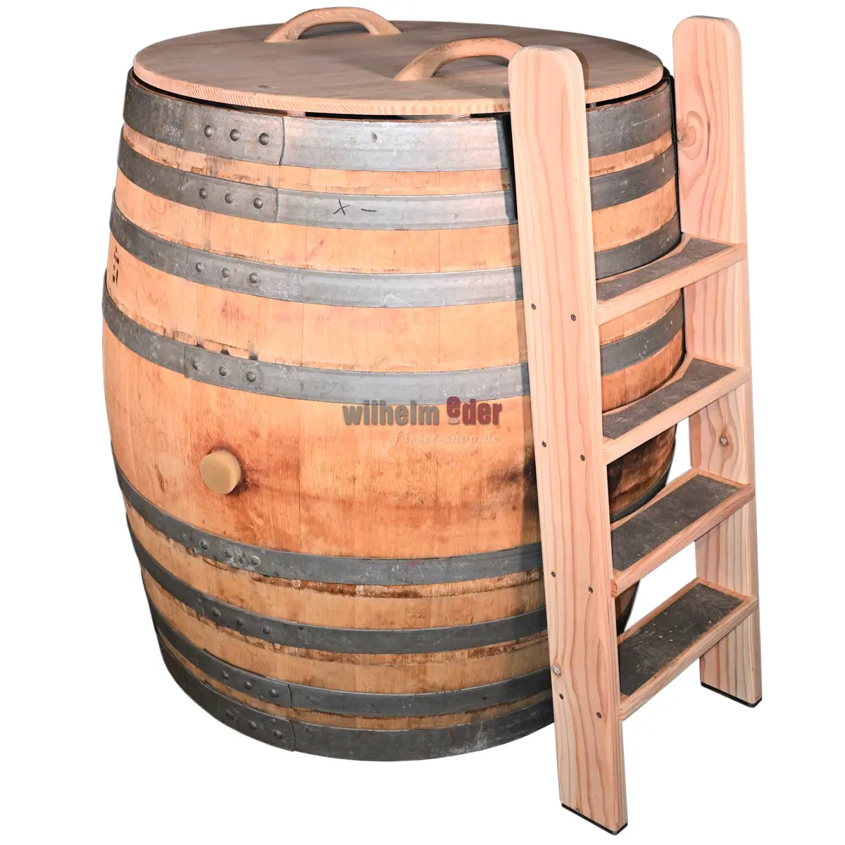 Fût de baignade 600 l avec échelle d'accès et banc