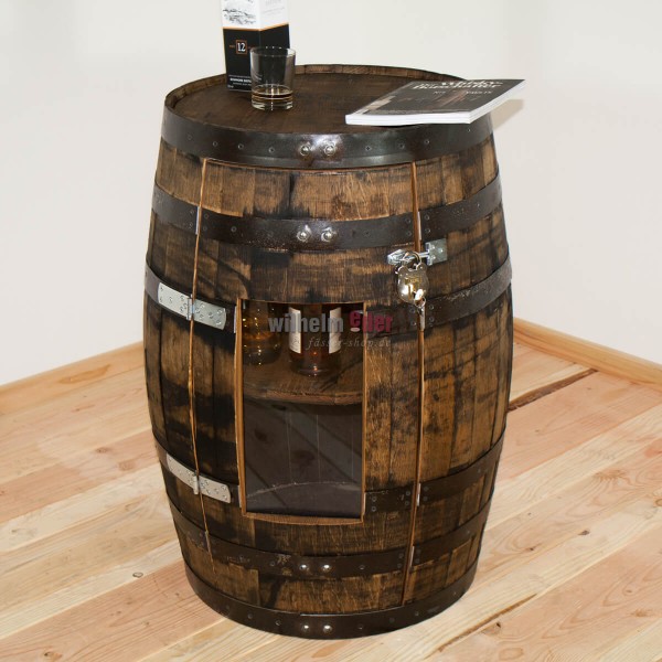 Tonneau de bourbon d'origine utilisé comme étagère 190 l, porte avec une vitre en plexiglas compris.